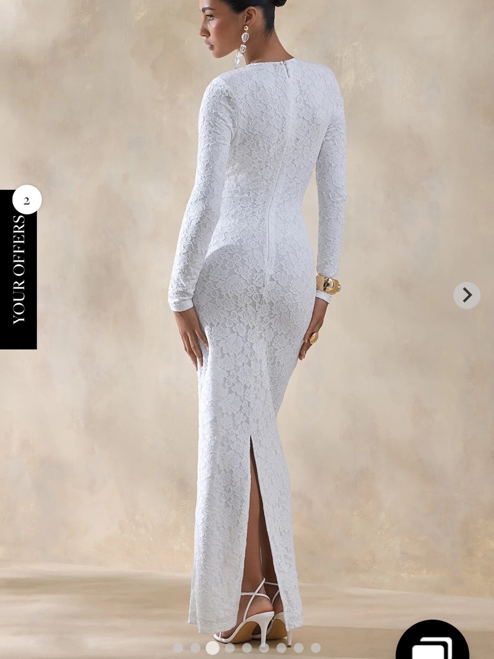 Club L London White Lace Long Sleeve Knot-Front Maxi Dress - Picture 2 of 2